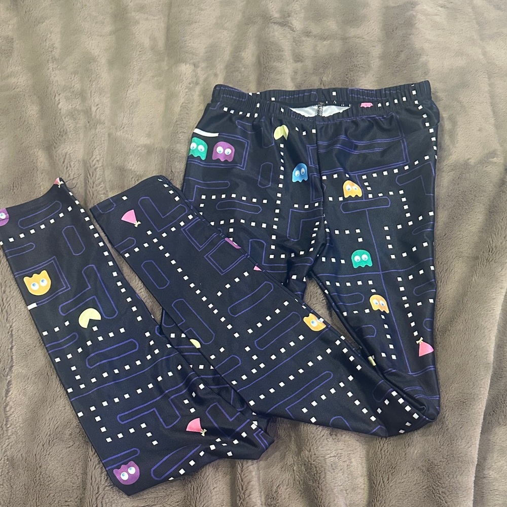 Pac-Man Inspired Black Graphic leggings Pants